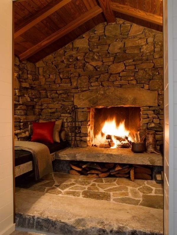 Minimal modern fireplace wall