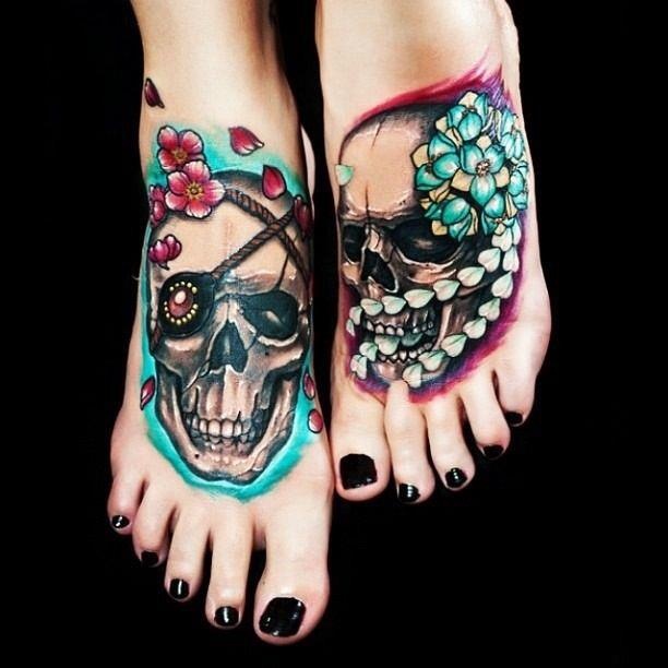 Word tattoo across the foot