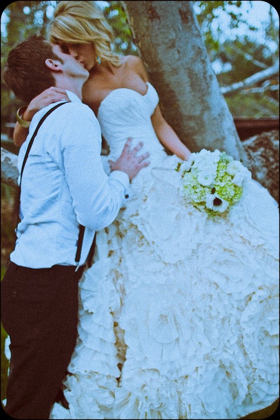 Intimate romantic kiss