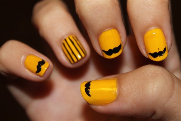 Mustache nail art variation