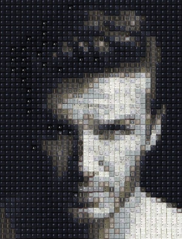 Keyboard key mosaic celebrity face