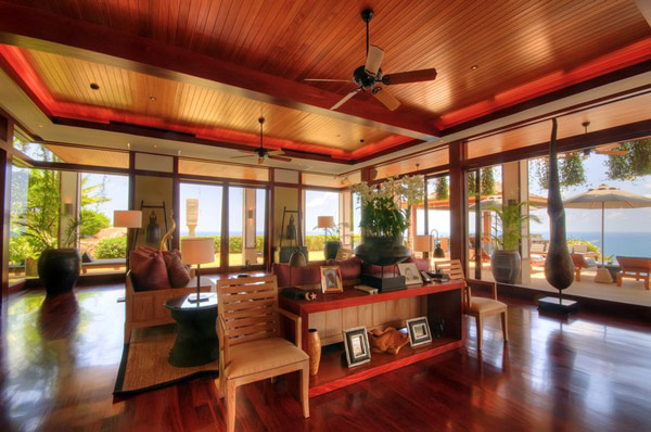 Indoor-outdoor lounge at tropical villa