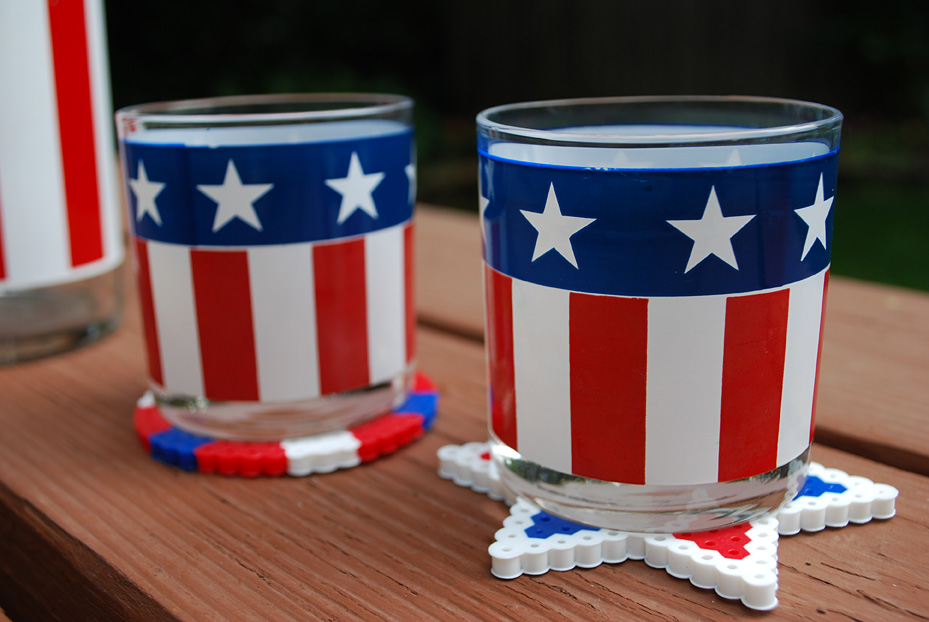 Fourth of July fuse bead coasters