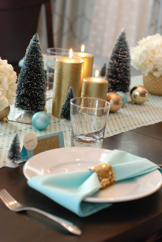 Christmas table place setting close look