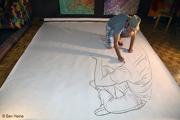 Drawn illusion aligned with a real scene