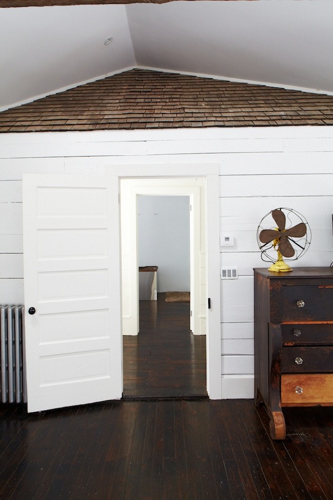 Bedroom or upper-level space in the Floating Farmhouse