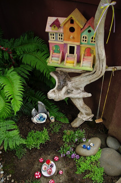 Crafted miniature garden scene