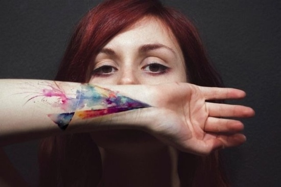 Watercolour body art detail