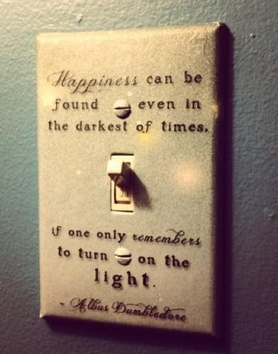Decorated light switch plate with quote