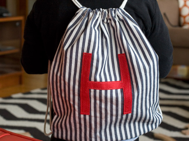 Simple drawstring backpack DIY