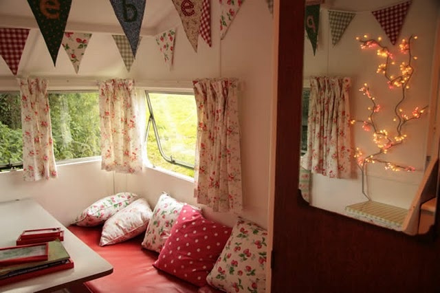 Cozy caravan bedroom or lounge nook