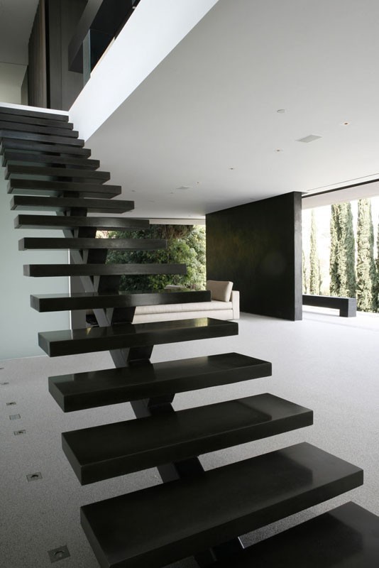 Curved metal spiral stair