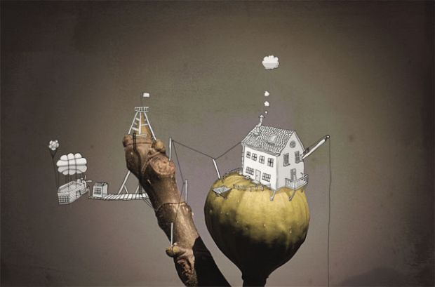 Wide photo illustration scene by Johan Thörnqvist