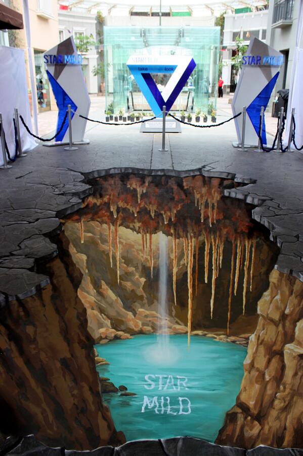 Tall 3D street painting