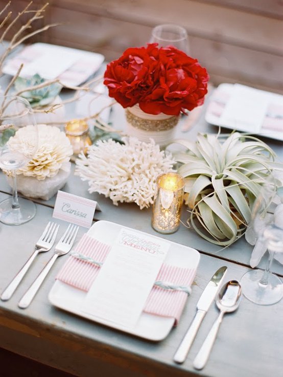 Winter creamy tablescape place setting