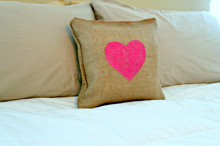 Stenciled burlap pillow