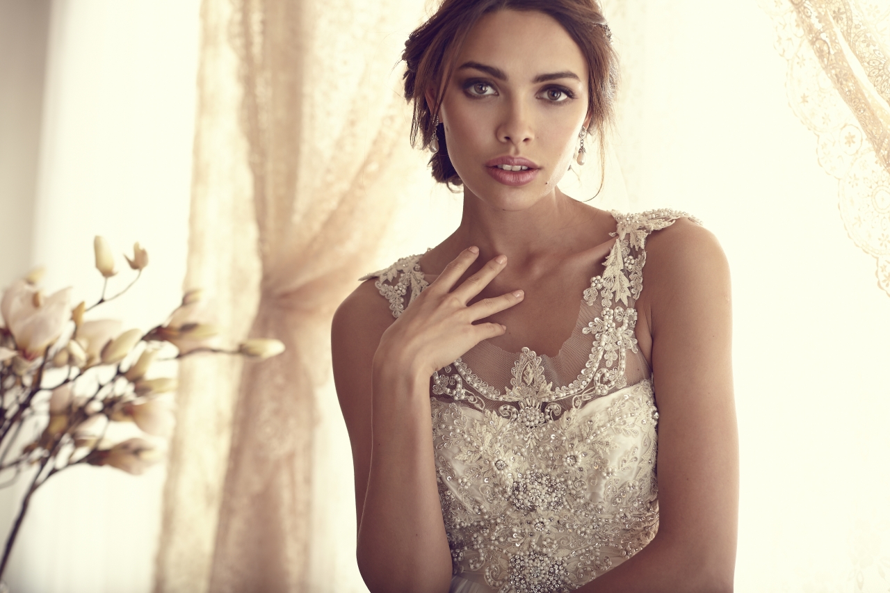 Detail and silhouette from Anna Campbell’s 2013 Gossamer bridal collection