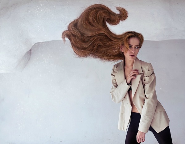 Surreal staged photograph with figure
