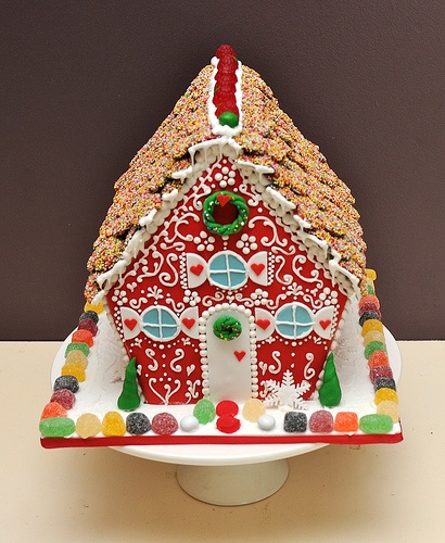 Small gingerbread house with candy roof