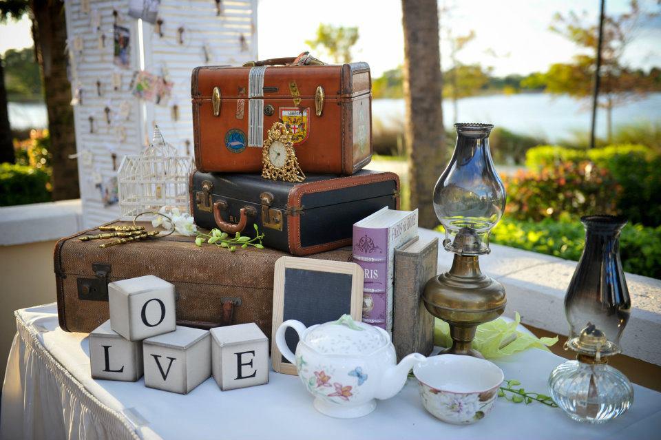 Vintage suitcases as a side table