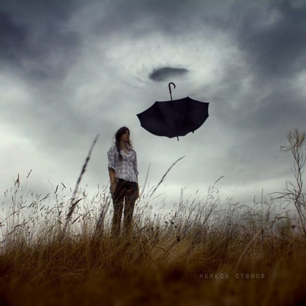 Surreal self-portrait style image by Rebeca Cygnus