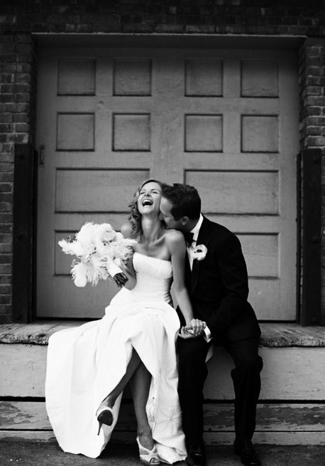 Timeless black and white wedding image