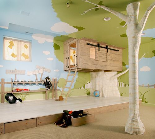 Playful basement interior for kids