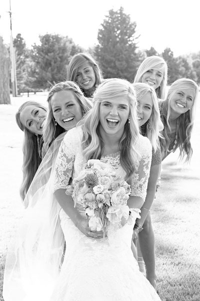 Bridesmaids at a wedding day transition moment