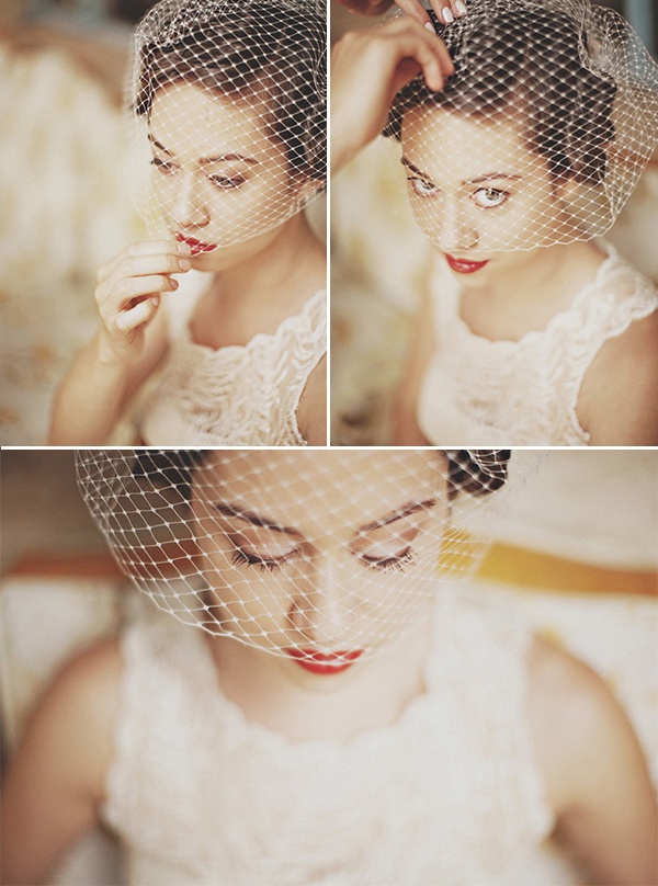 Minimal birdcage veil for a modern bride