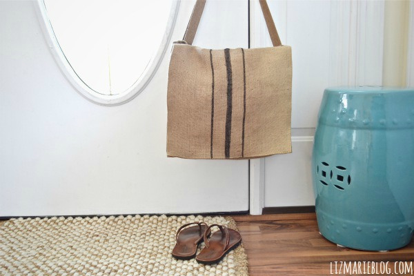 DIY burlap messenger bag