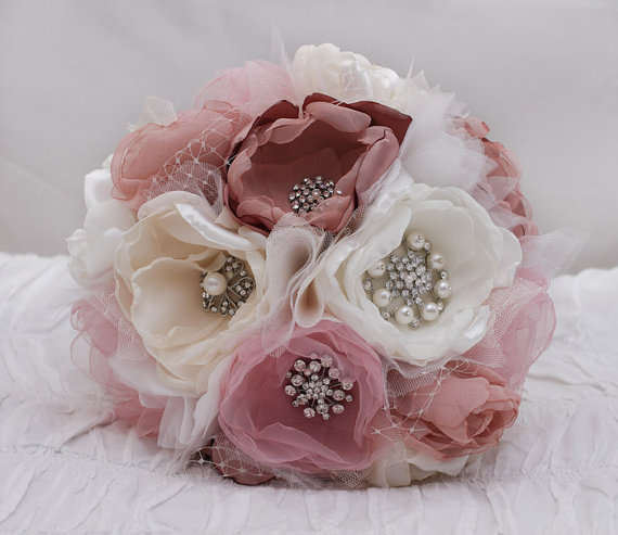 Textured wedding bouquet with mixed blooms