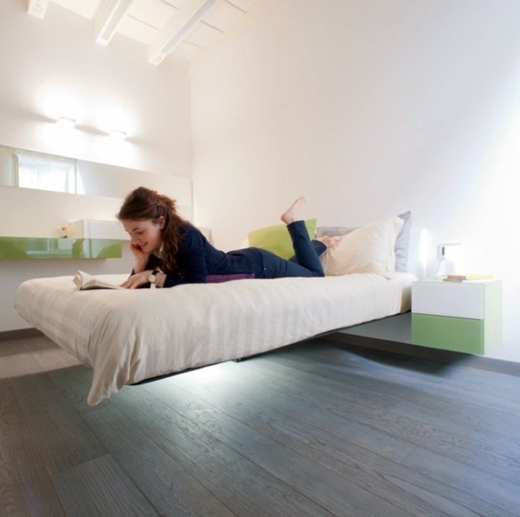 Creative floating bed frame