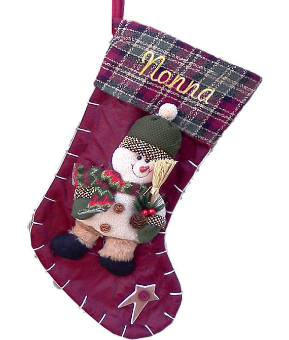 Christmas Stocking 3D Design Red Country Snowman