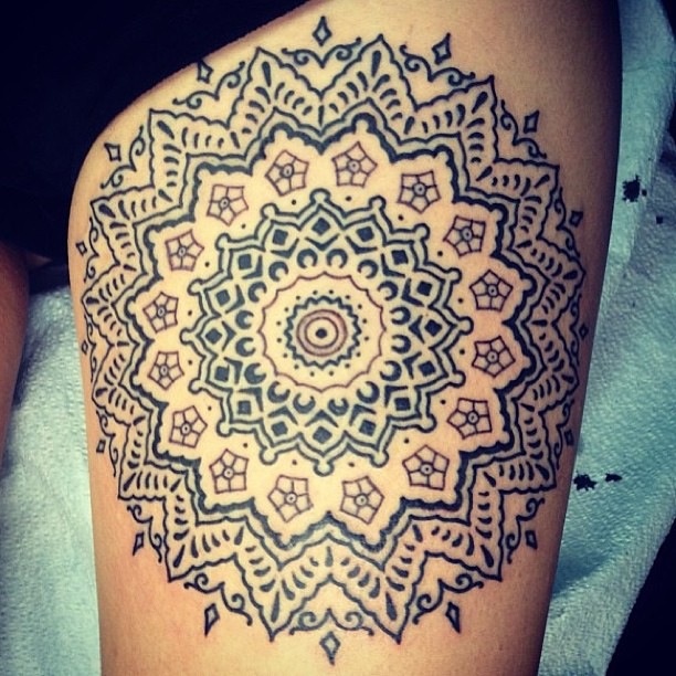 Floral mandala hybrid tattoo
