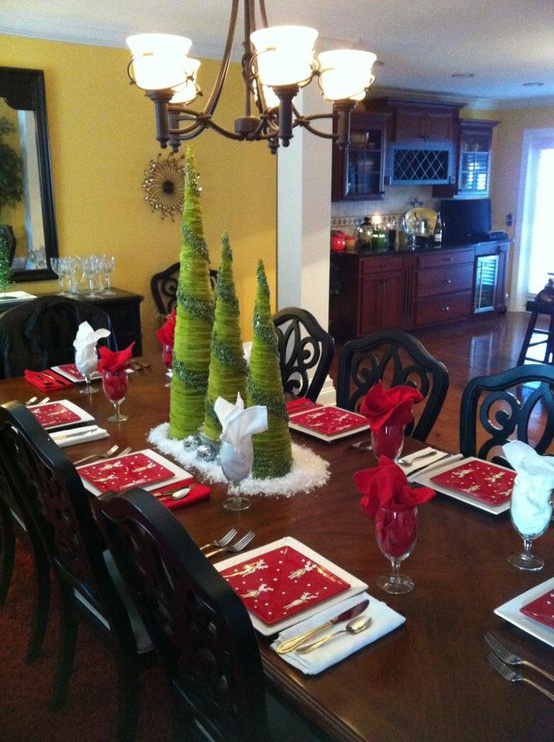 Christmas tablescape with layered place settings