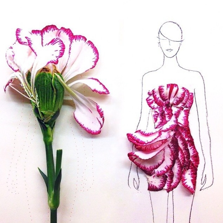 Delicate petal skirt fashion illustration by Grace Ciao