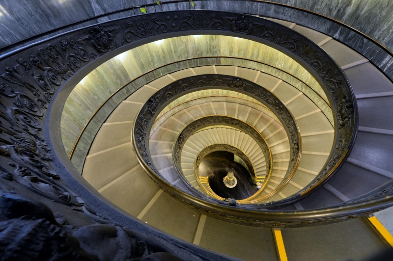Angelo Ferraris ornate spiral staircase from above