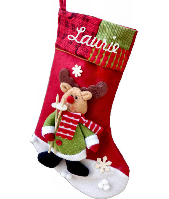 Personalized Children's 3D Reindeer Christmas Stockings