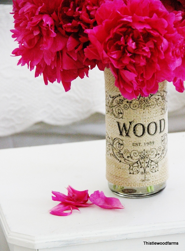 Burlap-wrapped vase