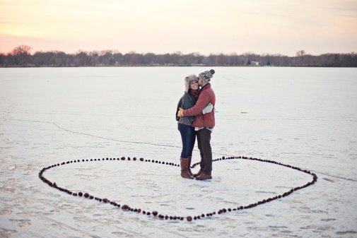 Engaged couple holiday session candid